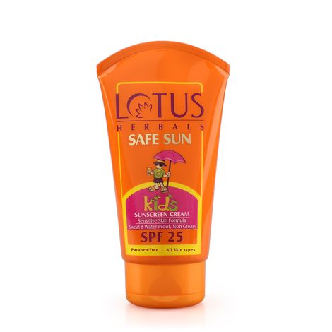 Buy Lotus Herbals Safe Sun KidsA Sunscreen CreamA - Sensitive Skin Formula | SPF 25 | Non Greasy | Sweat & Waterproof | 50 gm-Purplle