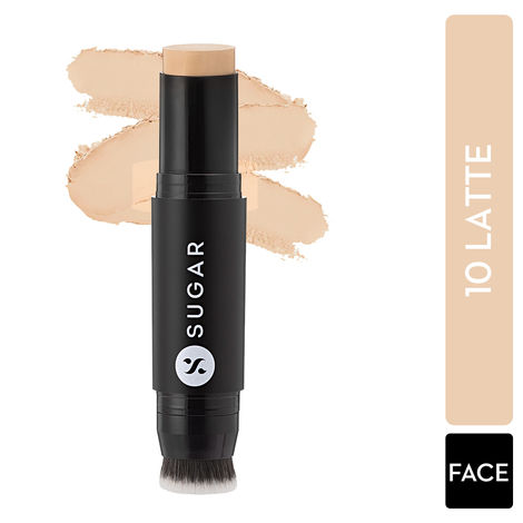 Buy SUGAR Cosmetics - Ace Of Face - Matte Foundation Stick - 10 Latte (Light Foundation with Warm Undertone) - Waterproof, Full Coverage Foundation for Women with Inbuilt Brush - 12 gm-Purplle