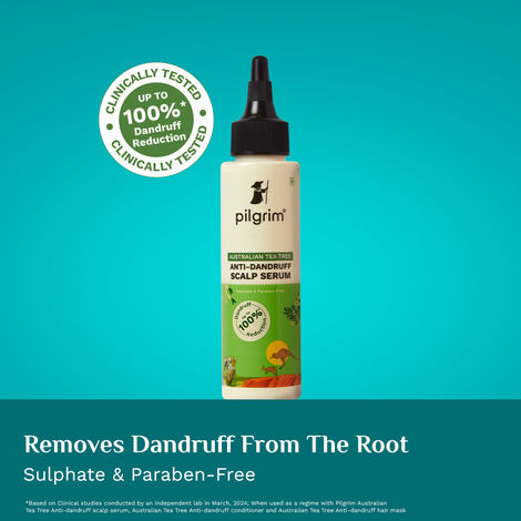 Buy Pilgrim Australian Tea Tree, Anti-Dandruff Scalp Serum, Pre-Shampoo Treatment, Helps Balance Scalp Microbiome, Reduces Itchiness & Reduces inflammation 100 ml-Purplle