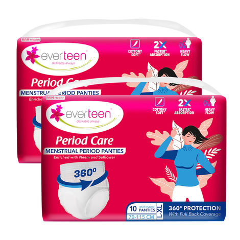 Buy everteen Period Care Disposable Period Panties, No Skin Irritant & Dermatologically Tested - Pack 2, (L-XL) 10 Pcs each-Purplle