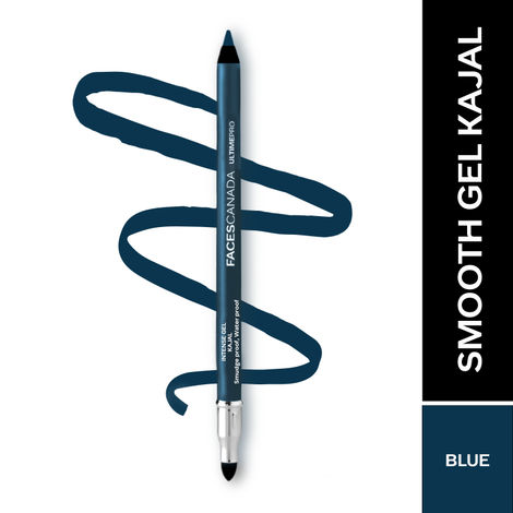 Buy FACES CANADA Ultime Pro Intense Gel Kajal With Smudger & Sharpener - Blue, 1.2 gm | 24 Hr Long Stay | Waterproof & Smudgeproof | One Swipe Smooth Application | 3-in-1 Kajal, Eyeliner, Smokey Eyeshadow-Purplle