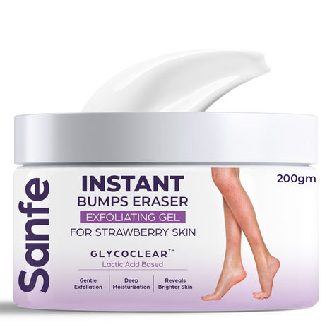 Buy Sanfe Instant Bumps Eraser Exfolisting Gel | For Rough & Bumpy Skin, Tan and Strawberry Legs | Lactic Acid | Bath to Remove Dirt, Dead Skin | for women for soft & bright skin - 200 gm-Purplle