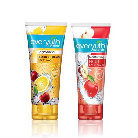 Buy EverYuth Lemon - Cherry and Fruit Face Wash Duo (Lemon & Cherry Face Wash 150ml + Fruit Face Wash 150ml)-Purplle