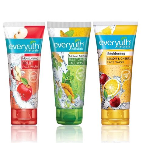 Buy EverYuth Radiant Skin Combo (Tulsi Turmeric Face Wash 150g + Lemon & Cherry Face Wash 150g + Fruit Face Wash 150g)-Purplle