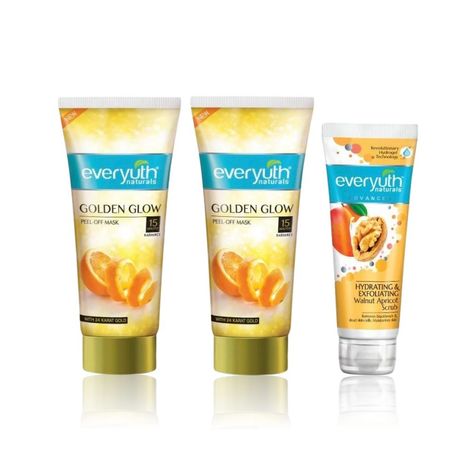 Buy EverYuth Golden Glow Essentials (Peel-off Mask 100gm*2 + Walnut Apricot Scrub 100gm)-Purplle