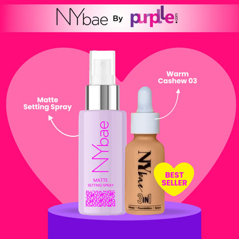 Buy NY Bae Foundation & Setting spray Combo | 3 in 1 Serum Foundation with Primer Warm Cashew 03 (30 ml) | Matte Setting Spray (100 ml) Combo of 2-Purplle