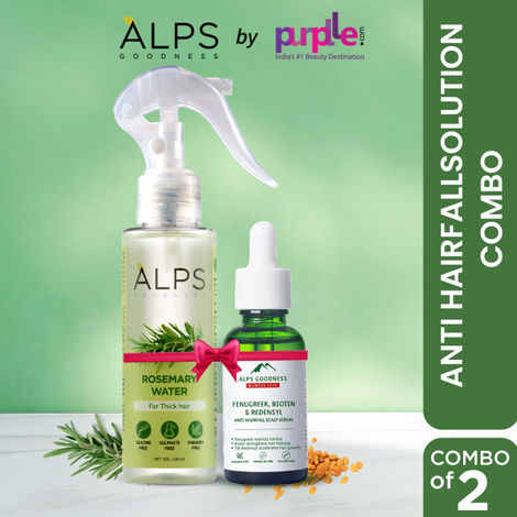 Buy Alps Goodness Anti Hairfall solution Combo | Rosemary Water (100 ml) | Anti Hairfall Scalp Serum with Fenugreek Biotin and Redensyl (30 ml) Combo of 2-Purplle