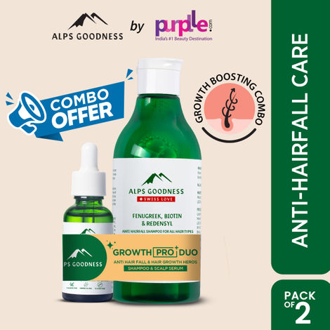 Buy Alps Goodness Anti Hairfall solution Combo | Fenugreek Biotin & Redensyl Anti Hairfall Shampoo (290 ml) | Anti Hairfall Scalp Serum with Fenugreek Biotin and Redensyl (30 ml) - Combo of 2-Purplle