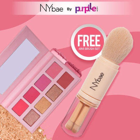 Buy NY Bae Blush + Highlighter Palette | Matte & Shimmer Shades | Free 4IN1 Brush Set | Travel Friendly Combo | Makeup Brushes | Everyday Makeup Kit-Purplle