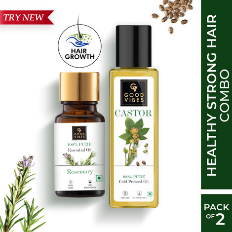 Buy Good Vibes Hair Strengthening Duo, Rosemary Oil + Castor Carrier Oil (Hair Growth Combo) Combo of 2-Purplle