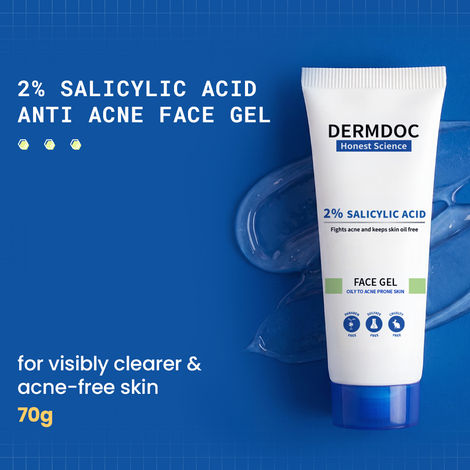 Buy DERMDOC by Purplle 2% Salicylic Acid Anti Acne Face Gel (70 gm) | Salicylic Acid Gel | Cleansing Salicylic Acid I Face Gel Cream I Face Gel for Oily Skin-Purplle