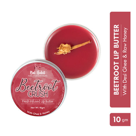 Buy Nat Habit Beetroot Lip Balm for Lip Lightening, Lip Mask for Dark Lips | Natural, Ayurvedic Lip Care | Fresh Kitchenmade, Desi Ghee, Raw Honey, Shea, Beetroot, Vitamin E | Express Dry Lips Repair, 10g Beetroot (Pack of: 1, 10 gm)-Purplle