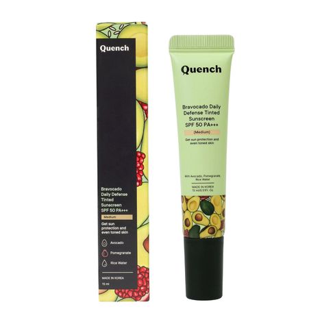 Buy Quench Botanics Vitamin E Tinted Spf 50 Sunscreen Pa+++ With Both Mineral & Chemical Actives (Medium) - 15ml-Purplle