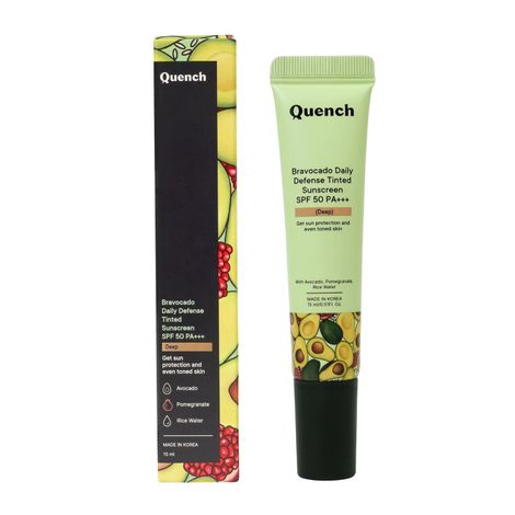 Buy Quench Botanics Vitamin E Tinted Spf 50 Sunscreen Pa+++ With Both Mineral & Chemical Actives (Deep) - 15ml-Purplle