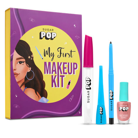 Buy SUGAR POP My First Makeup Kit | Gift Set for Women | Kajal, Eyeliner, Nail Lacquer, Lip Gloss | Combo of 4-Purplle