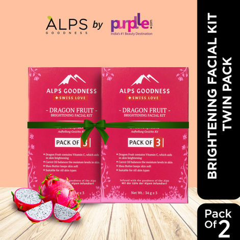 Buy Alps Goodness Dragon Fruit Brightening Facial Kit Twin Pack (34 gm X 2)| Glowing & Hydrated Skin | At Home Facial Pack of 2-Purplle