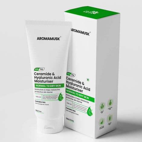 Buy Aromamusk Ceramide & Hyaluronic Acid Moisturizer for Normal to Dry Skin, 100gm-Purplle