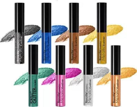 Buy Ronzille Combo of 8 shimmer Metallic Glitter Eyeliner ( Silver, Blue, Gold, Green, Rosegold, Pink, Black, Brown)-Purplle