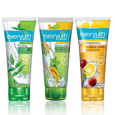 Buy EverYuth Purify, Brighten and Clarify Trio (Neem Face Wash 150g + Tulsi Turmeric Face Wash 150g + Lemon & Cherry Face Wash 150g)-Purplle