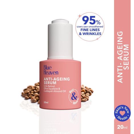 Buy Blue Heaven 0.3% Retinol Serum Infused with 10% Olive Squalane & 0.5% Cuddapah Almond Oil Face Serum for Women | Fights Premature Aging | Reduces Fine Lines & Wrinkles | Night Serum for Glowing Skin | 20 ml-Purplle