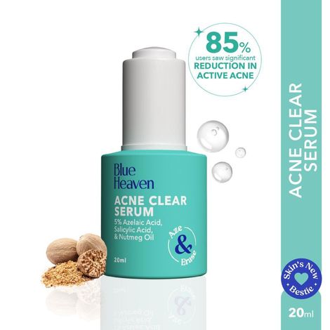 Buy Blue Heaven Acne Clear Face Serum for Women with 5% Azelaic Acid +1% Salicylic Acid + 0.5% Nutmeg oil | Removes Black and White Heads | Acne Treatment & Pore Minimizing Face Serum for acne and dark spots 20 ml-Purplle