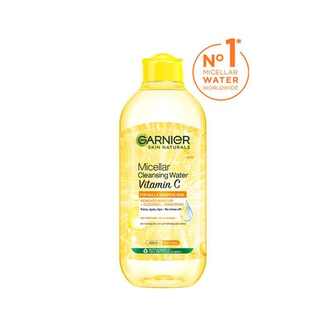 Buy Garnier Vitamin C Micellar Cleansing Water, Gentle Cleanser For Bright Skin, Remove 100% Dirt, 400 ml-Purplle