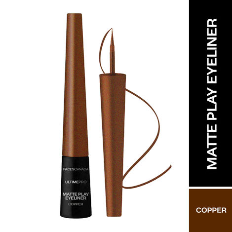 Buy FACES CANADA Ultime Pro Matte Play Eyeliner - Copper, 2.5 ml | Quick Dry | Shimmer Finish | 24 Hr Long Lasting Formula | Precise Felt Tip | Highly Pigmented | Waterproof, Smudgeproof & Sweatproof-Purplle