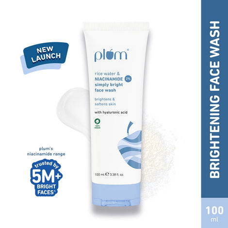 Buy Plum Simply Bright 2% Niacinamide Face Wash With Rice Water | Brightens Skin, Helps Fade Blemishes | Softens & Smoothens Skin | Gentle & Non-Drying | Women & Men | 100% Vegan | 100 ml-Purplle