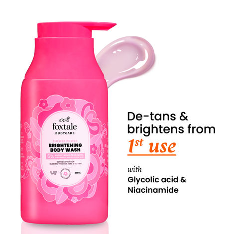 Buy Foxtale De-Tan Brightening Body Wash with Glycolic Acid & Niacinamide for Glowing Skin- 250 ml-Purplle