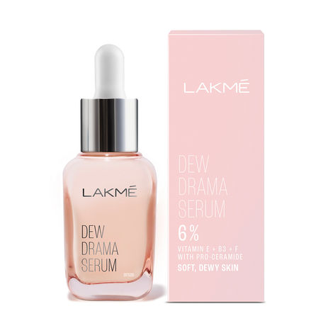 Buy Lakme Dew Drama Serum | 6% Vit B3, E, F & Pro-Ceramides for Skin Barrier & Dewy Radiance | 30 ml-Purplle