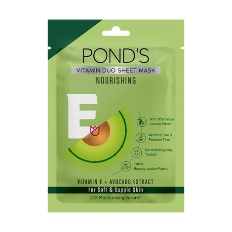 Buy Ponds Vitamin E Nourishing Soft & Supple Skin, 100% Natural Avocado Sheet Mask, 25 ml-Purplle