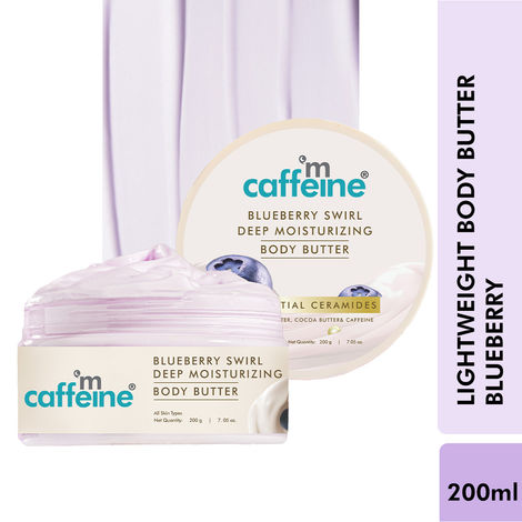 Buy mCaffeine Blueberry Swirl Deep Moisturizing Body Butter|5 Essential Ceramides for Skin Repair | 72 Hrs Intense Moisture |Fruity Blueberry Aroma - 200 gm-Purplle