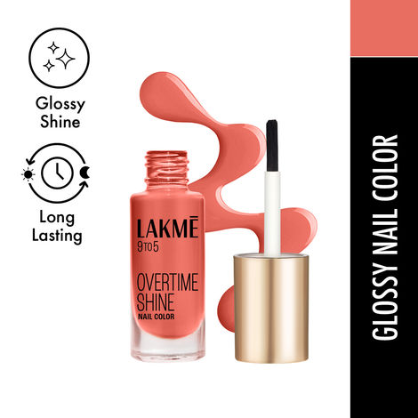 Buy Lakme 9to5&nbsp;OVERTIME SHINE&nbsp;Nail Colour || Coral Haze|| 6 ml-Purplle