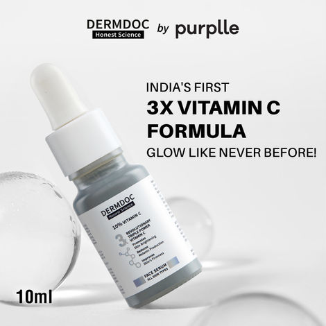 Buy DERMDOC 10% Vitamin C Face Serum (10 ml) | Brightening Face Serum | Fight Dark Spots, Pigmentation & Dull Skin-Purplle
