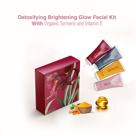 Buy skin co. Detoxifying Brightening Glow Facial kit | Enriched with Organic Turmeric, Vitamin E,B3 & SPF 10 | 4 Step Express Facial for All Skin Types | 40 ml-Purplle