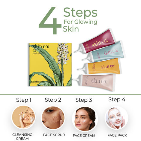 Buy skin co. Brightening Radiance Facial kit | Enriched with Vitamin E, B3 & SPF 10 | 4 Step Express Facial All Skin Types | 40 ml-Purplle