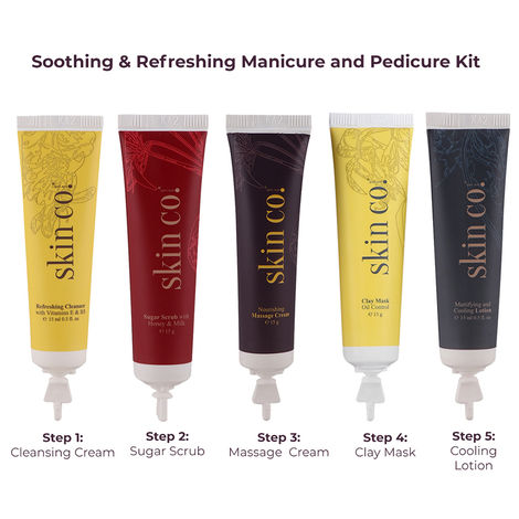Buy skin co. Brightening & Tan removal kit with Vitamin E & B3 Ultra Hydrating softning Pedicure Manicure For Hand , Foot 50 gm Easy 5 Steps-Purplle