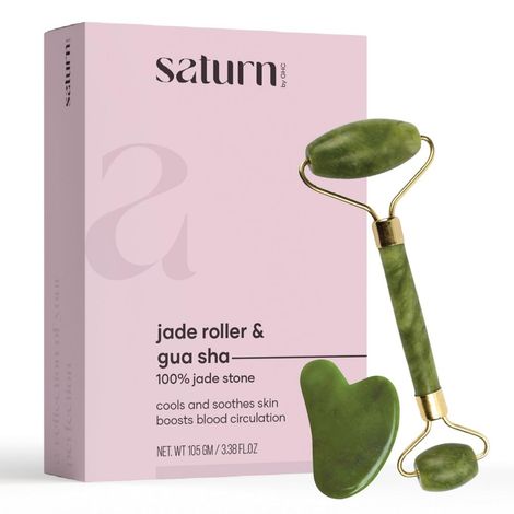 Buy Saturn by GHC Jade Roller & Gua Sha Massage Kit made of Natural Jade Stone, That Improves Facial Micro Circulation, Reduces Puffiness & Wrinkles, Improves Skin Elasticity 1 pc-Purplle