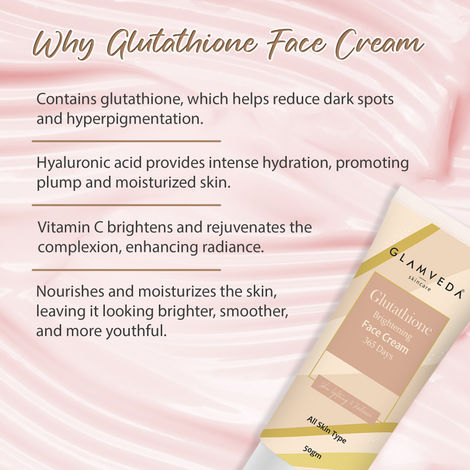 glamveda glutathione brightening face cream product info and reviews 50gm Pack of 2 | For Skin | with Vitamin C & Hyaluronlic Acid For Clear & Glowing Skin Glamveda glutathione Face Wash Review