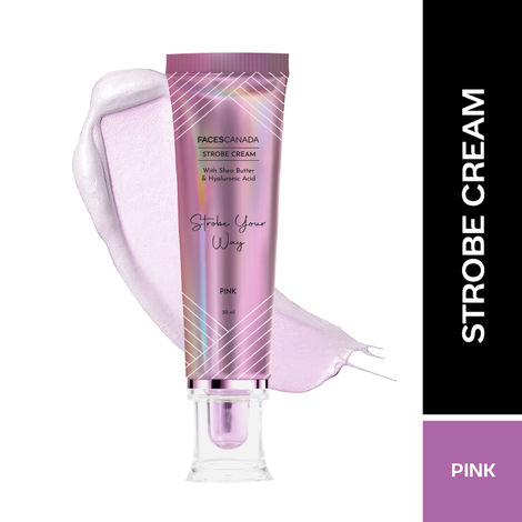 Buy FACES CANADA Strobe Cream - Pink, 30 ml | Primer + Highlighter + Moisturizer | Shea Butter & Hyaluronic Acid | Intense Hydration | Flawless Radiant Dewy Skin | Illuminating & Glowing Makeup Base-Purplle