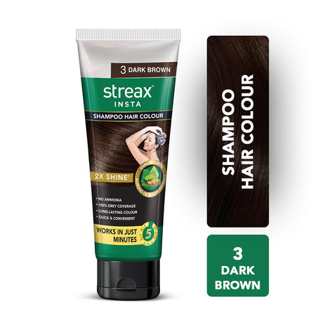 Buy Streax Insta Shampoo Hair Colour - Dark Brown, Easy DIY- Squeeze Pack, 200 ml-Purplle
