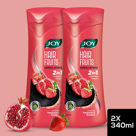 Buy Joy Hair Fruits Hairfall Defense Conditioning Shampoo Enriched with Pomegranate & Strawberry (Pack of 2 X 340 ml)-Purplle