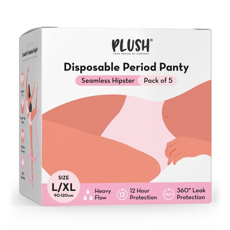 Buy Plush Disposable Overnight Period Panties for Women | Size - L/XL (90-120cm) | 5Pcs (Lilac Colour) 12 Hour Leak Protection-Purplle
