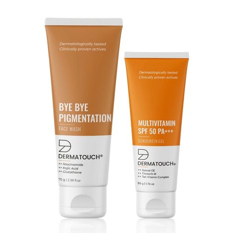 Buy Dermatouch Sun & Skin Defense Combo (Multivitamin Sunscreen 50g + Pigmentation Face Wash 70 gm)-Purplle