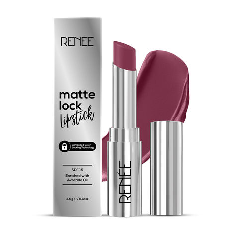 Buy RENEE Matte Lock Lipstick- 07 Indie, Moisturizing, Long Lasting & Weightless Formula With SPF 15, Intense Color Pay Off with Ultra-Matte Finish, Enriched with Avocado oil, Vitamin E, D, 3.5 gm-Purplle