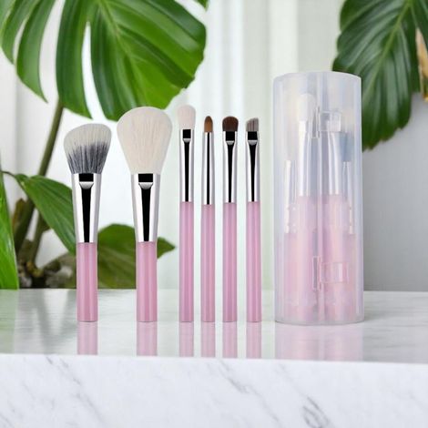Buy MeSkin Makeup Brush Set of 6: Premium Design for Easy, Precise Application on Face, Eyes, and Brows | Cruelty-Free, Super Soft Bristles for Unparalleled Precision (Pink)-Purplle