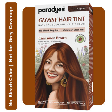 Buy Paradyes Cinnamon Brown Glossy Hair Tint Semi-Permanent Creme Color For Copper  Hair 160 gm-Purplle