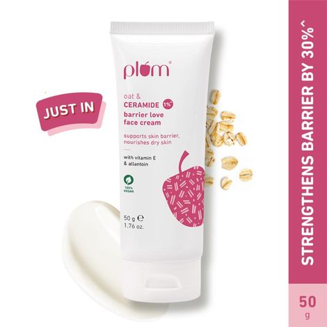 Buy Plum Oat & 1% Ceramide Barrier Love Face Cream | Repairs, Strenghtens & maintains Skin Barrier | Moisturizer with Vitamin E & Allantoin | For Normal, Dry Skin | Women & Men | 50 g-Purplle