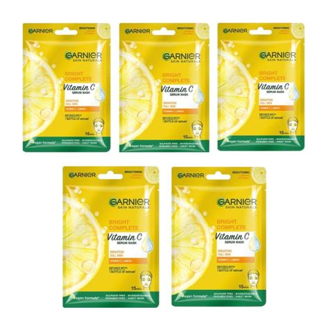 Buy Garnier Skin Naturals, ,Bright CompleteA vitamin CA Serum Sheet Mask 28g (Pack of 5)-Purplle