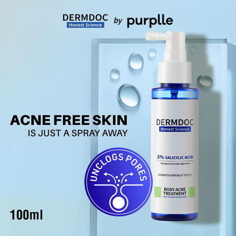 Buy DERMDOC by Purple 2% Salicylic Acid Body Acne Treatment Spray (100 ml) | Acne Treatment | Body Acne Spray I Body Acne Spray I Body Acne Treatment-Purplle